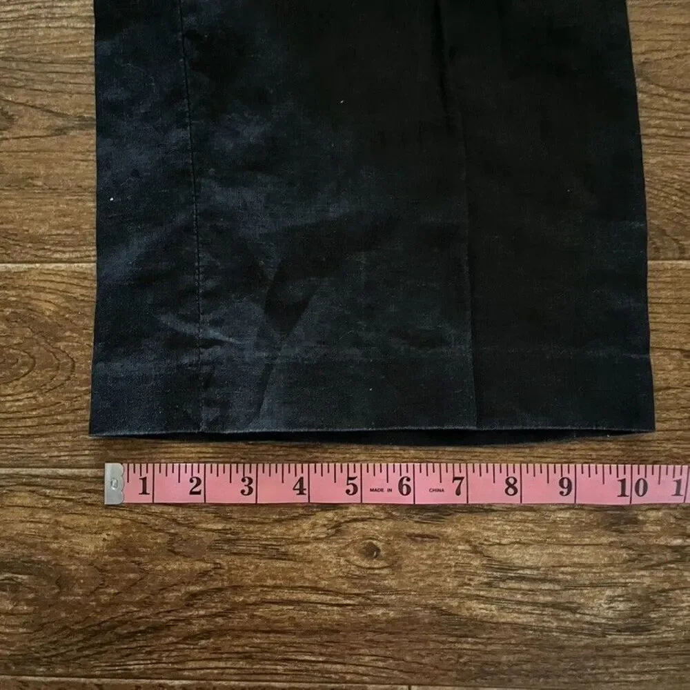 H&M 100% Linen Wide Leg Trousers Womens 6 Black Mid Rise Casual Pants